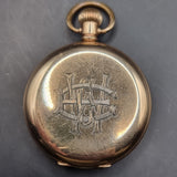 Antique Full Hunter Gold Plated Fob Pocket Watch The Angus Swiss Made.