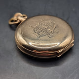 Antique Full Hunter Gold Plated Fob Pocket Watch The Angus Swiss Made.