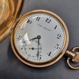 Antique Full Hunter Gold Plated Fob Pocket Watch The Angus Swiss Made.