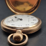 Antique Full Hunter Gold Plated Fob Pocket Watch The Angus Swiss Made.
