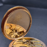 Antique Full Hunter Gold Plated Fob Pocket Watch The Angus Swiss Made.