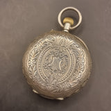 Antique Silver Ladies Dent and Sons Fob Pocket Watch Half Hunter