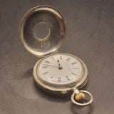 Antique Silver Ladies Dent and Sons Fob Pocket Watch Half Hunter