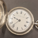 Antique Silver Ladies Dent and Sons Fob Pocket Watch Half Hunter