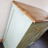 Antique Style 20th Century Painted Pine Cupboard with Drawers.