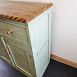 Antique Style 20th Century Painted Pine Cupboard with Drawers.