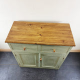 Antique Style 20th Century Painted Pine Cupboard with Drawers.