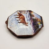 Antique Vintage Enamel Compact Lid of a Fox in Snow