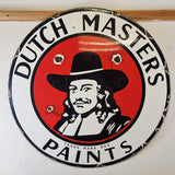 Rare and Unusual Vintage Dutch Masters Paints Double-sided Enamel Sign