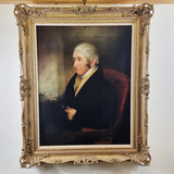 Antique Portrait of a Gentleman in 19th Century Attire Large Oil on Canvas