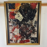 Pierre Imhof Abstract Oil on Paper, Signed and Dated 84