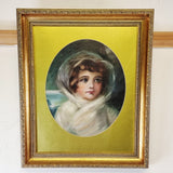 Antique 19th Century Oil on Canvas Portrait of a Young Girl