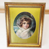 Antique 19th Century Oil on Canvas Portrait of a Young Girl