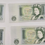 Group of Six Bank of England One Pound Banknotes