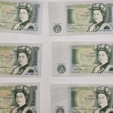 Group of Six Bank of England One Pound Banknotes