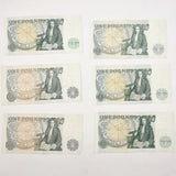 Group of Six Bank of England One Pound Banknotes