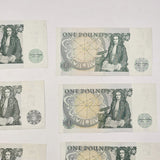 Group of Six Bank of England One Pound Banknotes