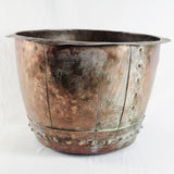 Antique 19th Century Riveted Copper Cauldron/ Wash Pot or now Log box