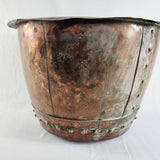 Antique 19th Century Riveted Copper Cauldron/ Wash Pot or now Log box