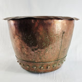 Antique 19th Century Riveted Copper Cauldron/ Wash Pot or now Log box