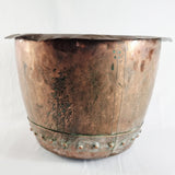 Antique 19th Century Riveted Copper Cauldron/ Wash Pot or now Log box