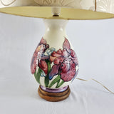 Vintage Moorcroft Hibiscus or Iris Pattern Lamp with shade