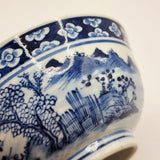 19th Century Antique Blue and White Chinese Bowl with Four Character Marks
