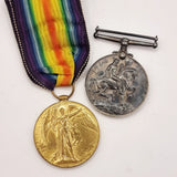 Pair of WW1 Medals British Victory medal and war medal to 47645 Pte H.C. Macbeth KRRC