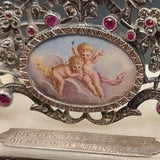 Antique Rare Dreyfous 19th Century Silver, Ruby and Marcasite Mantle Clock
