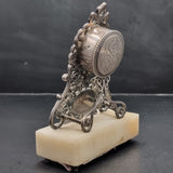 Antique Rare Dreyfous 19th Century Silver, Ruby and Marcasite Mantle Clock
