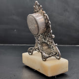 Antique Rare Dreyfous 19th Century Silver, Ruby and Marcasite Mantle Clock