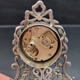 Antique Rare Dreyfous 19th Century Silver, Ruby and Marcasite Mantle Clock