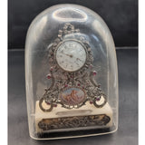 Antique Rare Dreyfous 19th Century Silver, Ruby and Marcasite Mantle Clock
