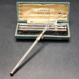 Set of Four Antique Sterling Silver Swizzle Sticks in Fitted Dorwin Case.