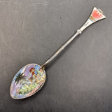 Vintage Silver and Enamel Souvenir Spoon of Kurhaus in Merano Italy.
