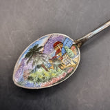 Vintage Silver and Enamel Souvenir Spoon of Kurhaus in Merano Italy.