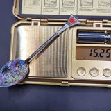 Vintage Silver and Enamel Souvenir Spoon of Kurhaus in Merano Italy.