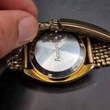 Vintage 1970s Accurist 21 Jewels Automatic Day Date Gold Plated Wristwatch