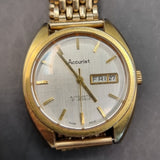 Vintage 1970s Accurist 21 Jewels Automatic Day Date Gold Plated Wristwatch