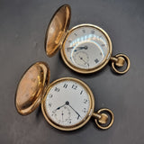 Two Antique Gold Plated Pocket Watches by Elgin USA.