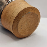 Vintage Studio Pottery Vase with Brown Glaze and Trees