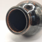 Vintage Studio Pottery Vase with Brown Glaze and Trees