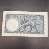 1950s/ 60s Britannia Blue L.K. O'brien Bank of England Five Pound Banknote