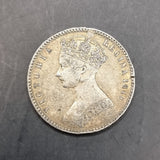 Rare Godless 1849 Queen Victoria Gothic Head One Florin Silver Coin