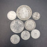 42g Collection of Pre 1920s Silver Half Crown Florin Shilling Sixpence Threepence George Edward Victoria