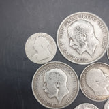 42g Collection of Pre 1920s Silver Half Crown Florin Shilling Sixpence Threepence George Edward Victoria
