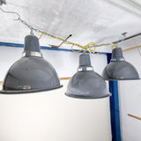 Six Large Enamel Industrail Lights