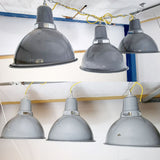 Six Large Enamel Industrail Lights