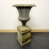 Antique 19th Century Cast Iron Campana Urn on Base