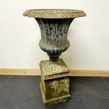 Antique 19th Century Cast Iron Campana Urn on Base